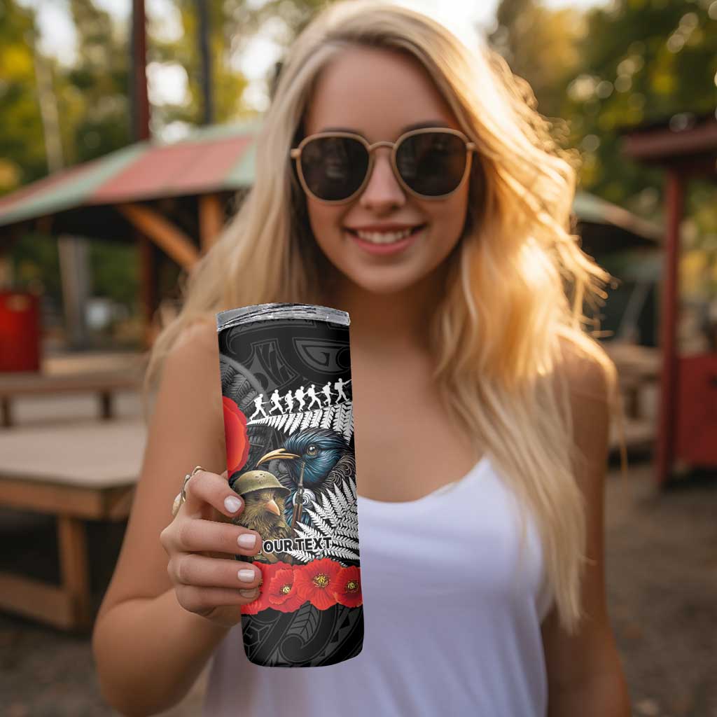 Kiwi-Tui Bird Soldier ANZAC Day Personalised Skinny Tumbler Maori Silver Fern Motif LT9 - Polynesian Pride