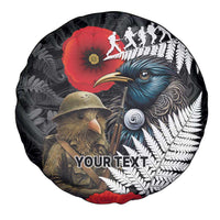 Kiwi-Tui Bird Soldier ANZAC Day Personalised Spare Tire Cover Maori Silver Fern Motif LT9 - Polynesian Pride