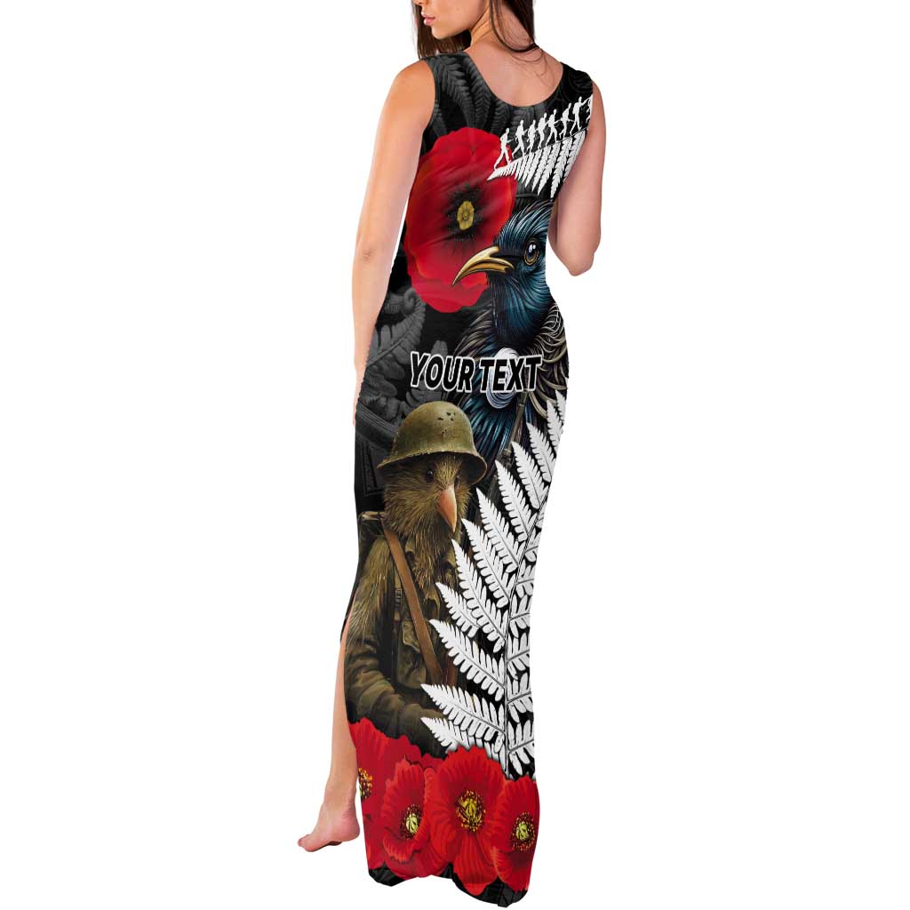 Kiwi-Tui Bird Soldier ANZAC Day Personalised Tank Maxi Dress Maori Silver Fern Motif LT9 - Polynesian Pride