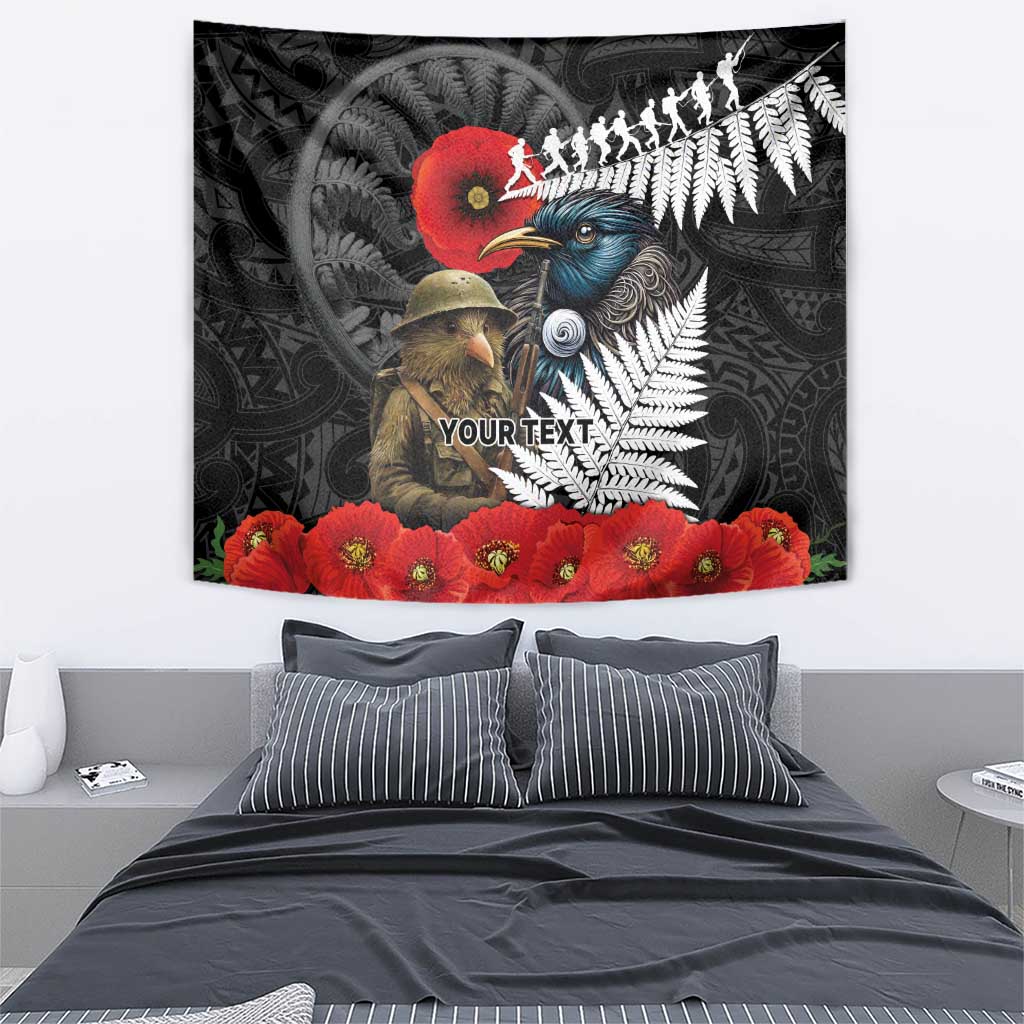 Kiwi-Tui Bird Soldier ANZAC Day Personalised Tapestry Maori Silver Fern Motif LT9 - Polynesian Pride