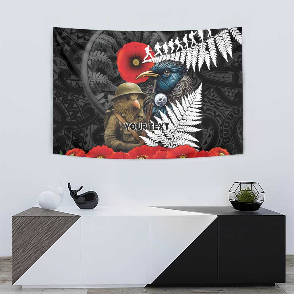 Kiwi-Tui Bird Soldier ANZAC Day Personalised Tapestry Maori Silver Fern Motif LT9 - Polynesian Pride