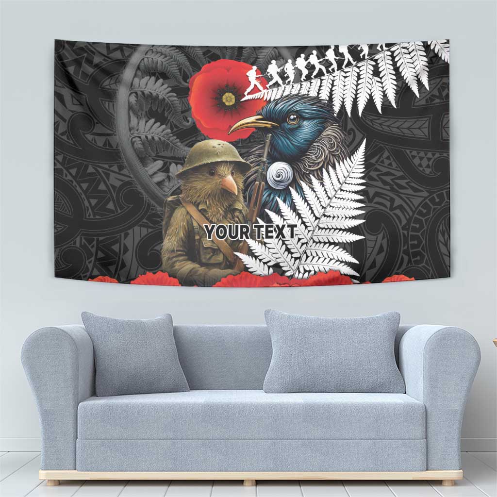 Kiwi-Tui Bird Soldier ANZAC Day Personalised Tapestry Maori Silver Fern Motif LT9 - Polynesian Pride