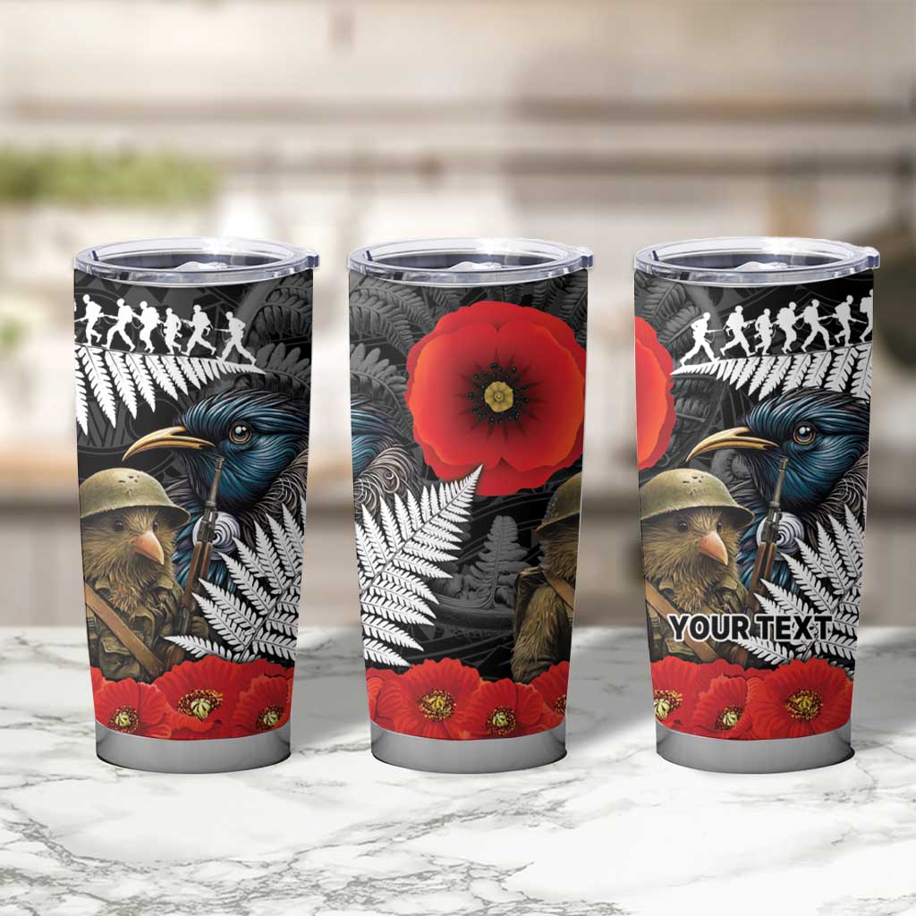 Kiwi-Tui Bird Soldier ANZAC Day Personalised Tumbler Cup Maori Silver Fern Motif LT9 - Polynesian Pride