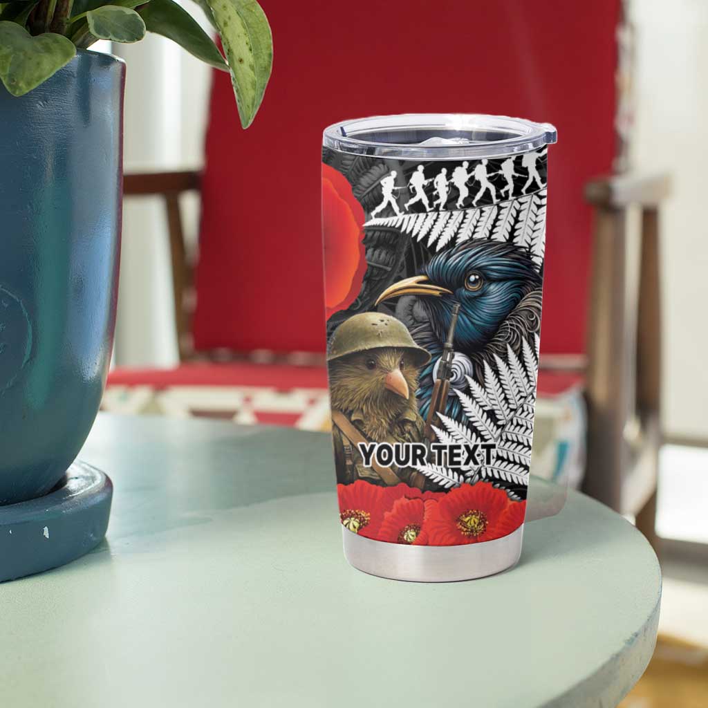 Kiwi-Tui Bird Soldier ANZAC Day Personalised Tumbler Cup Maori Silver Fern Motif LT9 - Polynesian Pride