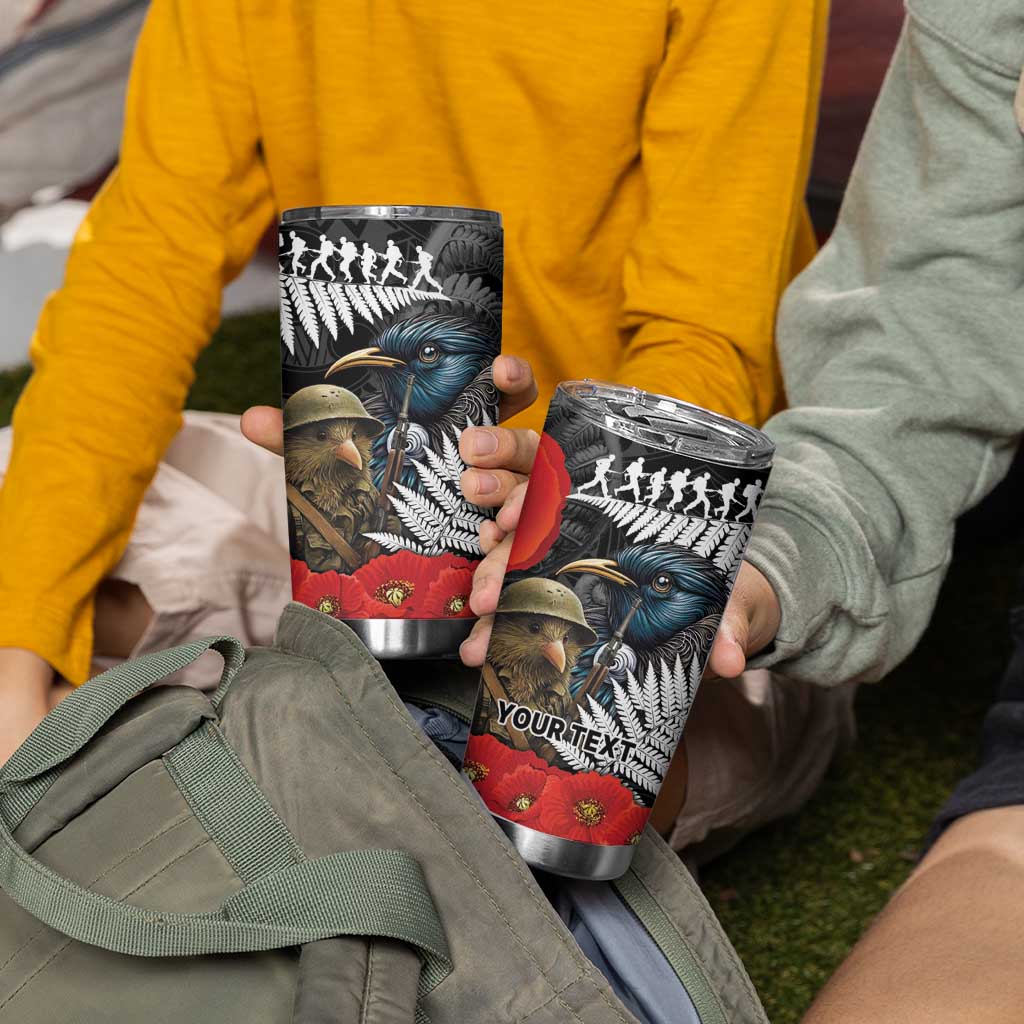Kiwi-Tui Bird Soldier ANZAC Day Personalised Tumbler Cup Maori Silver Fern Motif LT9 - Polynesian Pride
