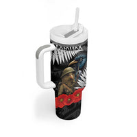 Kiwi-Tui Bird Soldier ANZAC Day Personalised Tumbler With Handle Maori Silver Fern Motif LT9 - Polynesian Pride
