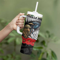Kiwi-Tui Bird Soldier ANZAC Day Personalised Tumbler With Handle Maori Silver Fern Motif LT9 - Polynesian Pride