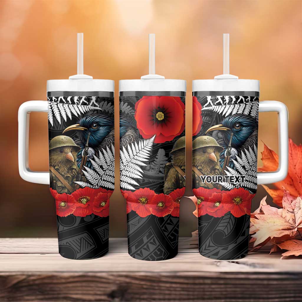 Kiwi-Tui Bird Soldier ANZAC Day Personalised Tumbler With Handle Maori Silver Fern Motif LT9 - Polynesian Pride