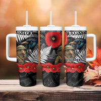 Kiwi-Tui Bird Soldier ANZAC Day Personalised Tumbler With Handle Maori Silver Fern Motif LT9 - Polynesian Pride