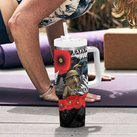 Kiwi-Tui Bird Soldier ANZAC Day Personalised Tumbler With Handle Maori Silver Fern Motif LT9 - Polynesian Pride