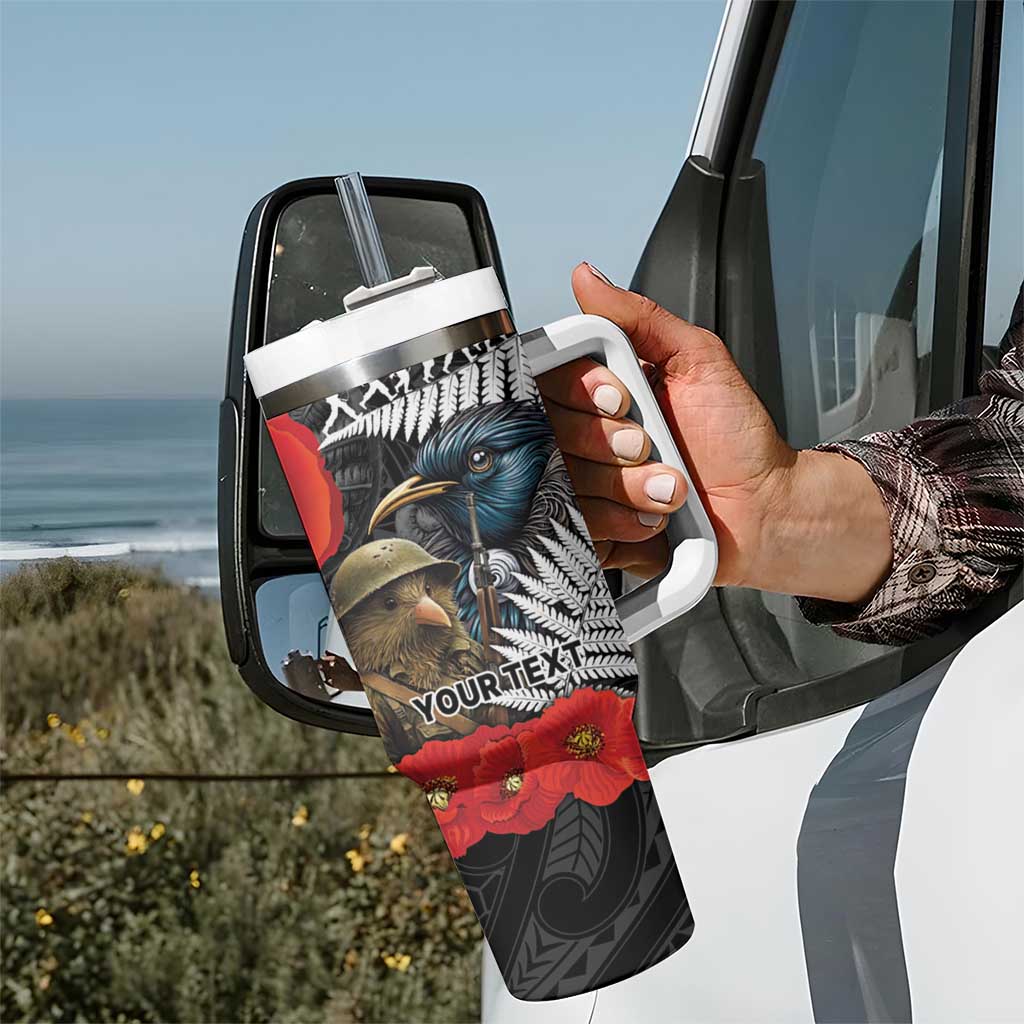 Kiwi-Tui Bird Soldier ANZAC Day Personalised Tumbler With Handle Maori Silver Fern Motif LT9 - Polynesian Pride