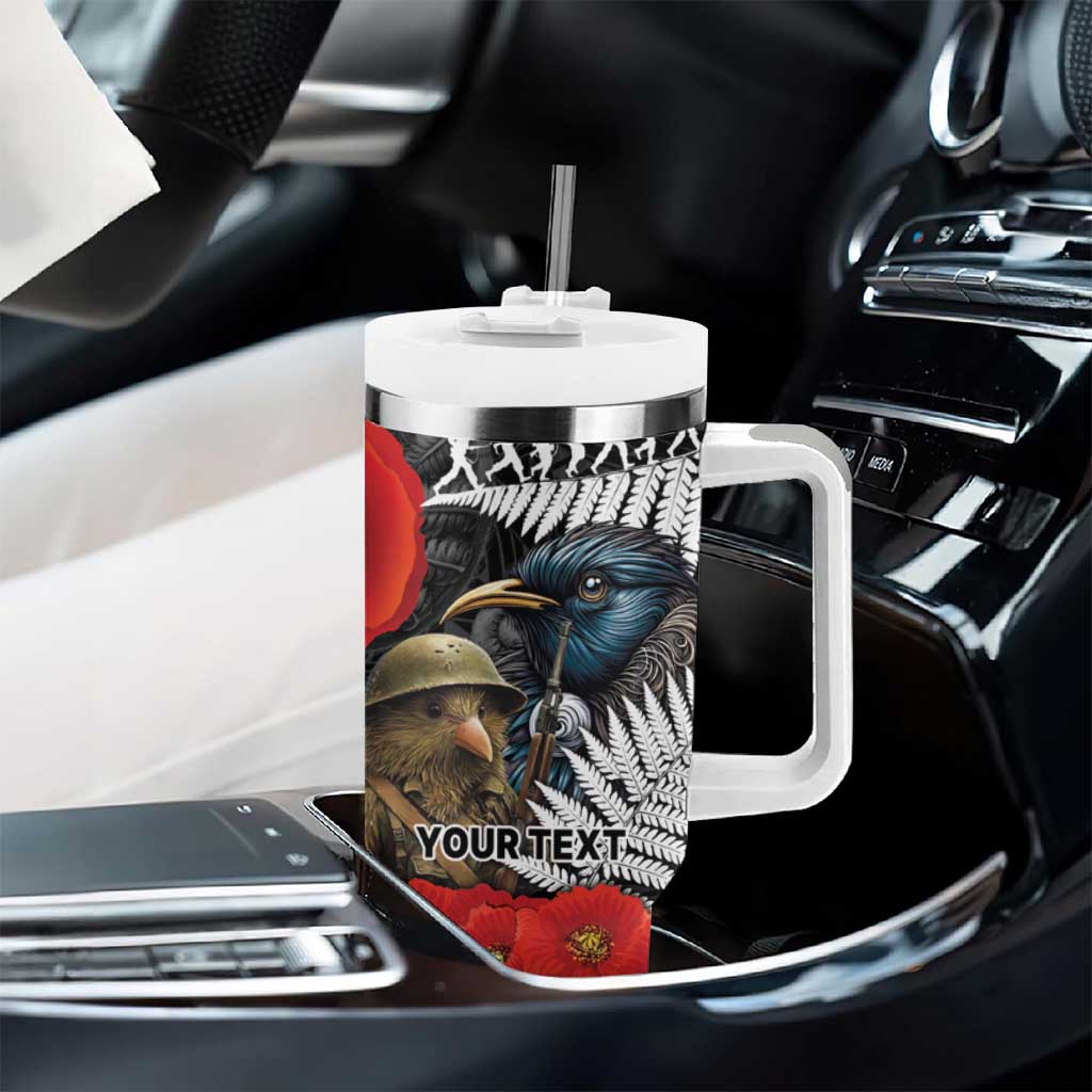 Kiwi-Tui Bird Soldier ANZAC Day Personalised Tumbler With Handle Maori Silver Fern Motif LT9 - Polynesian Pride