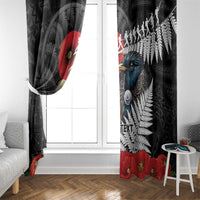 Kiwi-Tui Bird Soldier ANZAC Day Personalised Window Curtain Maori Silver Fern Motif LT9 - Polynesian Pride