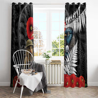 Kiwi-Tui Bird Soldier ANZAC Day Personalised Window Curtain Maori Silver Fern Motif LT9 - Polynesian Pride