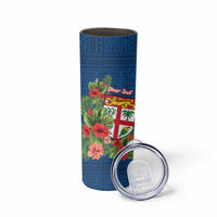Personalised Fiji Island Tropical Flowers and Tapa Pattern Skinny Tumbler LT9 - Polynesian Pride