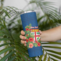 Personalised Fiji Island Tropical Flowers and Tapa Pattern Skinny Tumbler LT9 - Polynesian Pride