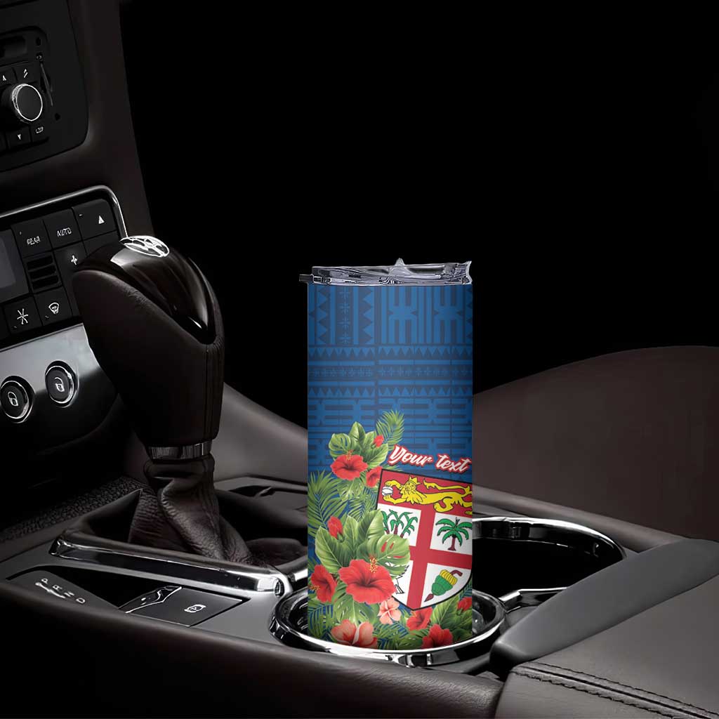 Personalised Fiji Island Tropical Flowers and Tapa Pattern Skinny Tumbler LT9 - Polynesian Pride