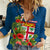 Personalised Fiji Women Casual Shirt Tropical Flowers and Tapa Pattern LT9 Female Blue - Polynesian Pride