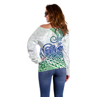 Polynesian Off Shoulder Sweater Tribal Tattoo Gradient 03 Screen Color LT9 - Polynesian Pride