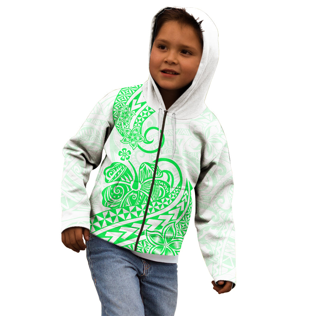Polynesian Kid Hoodie Tribal Tattoo Green Screen Color LT9 - Polynesian Pride