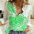 Polynesian Women Casual Shirt Tribal Tattoo Green Screen Color LT9 Female Green - Polynesian Pride