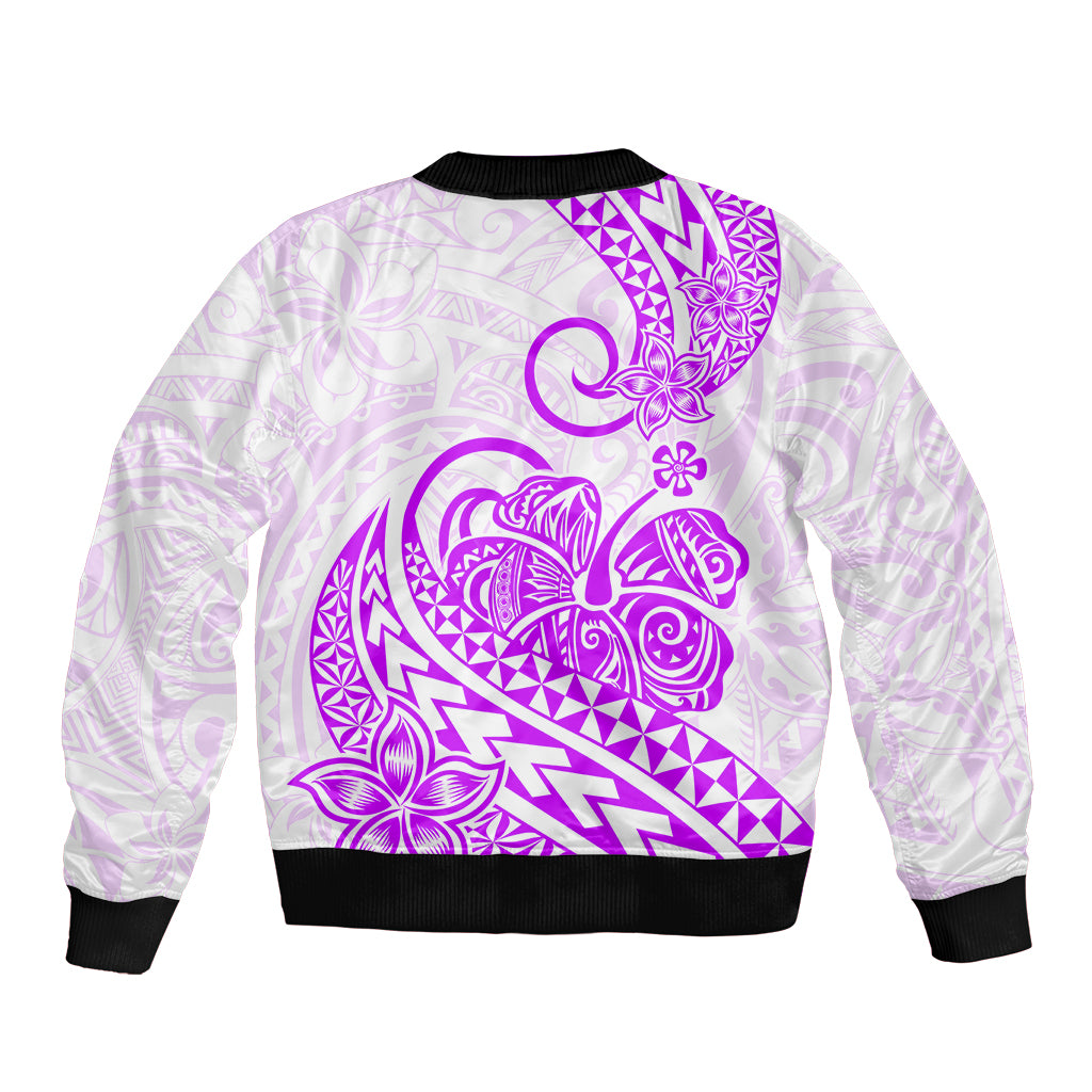 Polynesian Sleeve Zip Bomber Jacket Tribal Tattoo Purple Screen Color LT9 - Polynesian Pride