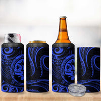 Polynesian Guam Coat of Arms 4 in 1 Can Cooler Tumbler Polynesian Tribal Tattoo Blue Version LT9 - Polynesian Pride