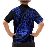 Polynesian Guam Coat of Arms Family Matching Mermaid Dress and Hawaiian Shirt Polynesian Tribal Tattoo Blue Version LT9 - Polynesian Pride