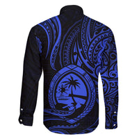 Polynesian Guam Coat of Arms Family Matching Puletasi and Hawaiian Shirt Polynesian Tribal Tattoo Blue Version LT9 - Polynesian Pride