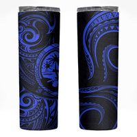 Polynesian Guam Coat of Arms Skinny Tumbler Polynesian Tribal Tattoo Blue Version LT9 Blue - Polynesian Pride