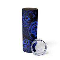 Polynesian Guam Coat of Arms Skinny Tumbler Polynesian Tribal Tattoo Blue Version LT9 - Polynesian Pride
