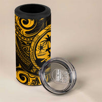 Polynesian Guam Coat of Arms 4 in 1 Can Cooler Tumbler Polynesian Tribal Tattoo Gold Version LT9 - Polynesian Pride