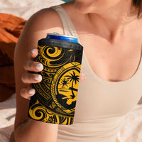 Polynesian Guam Coat of Arms 4 in 1 Can Cooler Tumbler Polynesian Tribal Tattoo Gold Version LT9 - Polynesian Pride