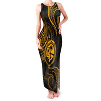 Polynesian Guam Coat of Arms Family Matching Tank Maxi Dress and Hawaiian Shirt Polynesian Tribal Tattoo Gold Version LT9 Mom's Dress Gold - Polynesian Pride
