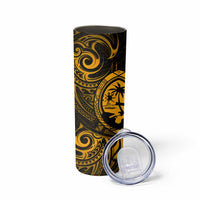 Polynesian Guam Coat of Arms Skinny Tumbler Polynesian Tribal Tattoo Gold Version LT9 - Polynesian Pride