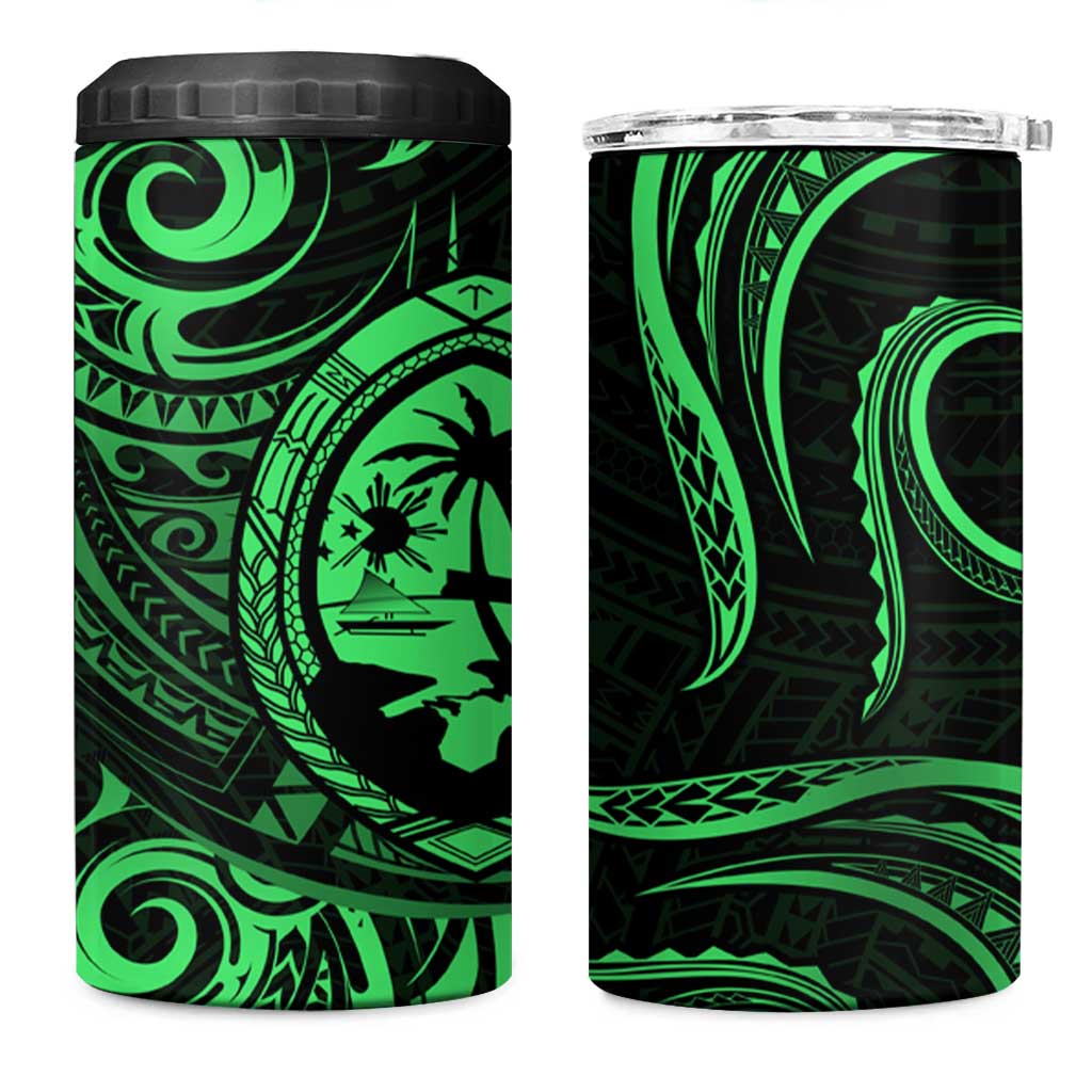 Polynesian Guam Coat of Arms 4 in 1 Can Cooler Tumbler Polynesian Tribal Tattoo Green Version LT9 One Size: 16 oz Green - Polynesian Pride