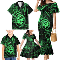 Polynesian Guam Coat of Arms Family Matching Mermaid Dress and Hawaiian Shirt Polynesian Tribal Tattoo Green Version LT9 - Polynesian Pride