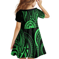 Polynesian Guam Coat of Arms Family Matching Off Shoulder Short Dress and Hawaiian Shirt Polynesian Tribal Tattoo Green Version LT9 - Polynesian Pride