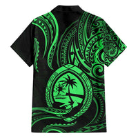Polynesian Guam Coat of Arms Family Matching Short Sleeve Bodycon Dress and Hawaiian Shirt Polynesian Tribal Tattoo Green Version LT9 - Polynesian Pride
