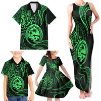 Polynesian Guam Coat of Arms Family Matching Tank Maxi Dress and Hawaiian Shirt Polynesian Tribal Tattoo Green Version LT9 - Polynesian Pride
