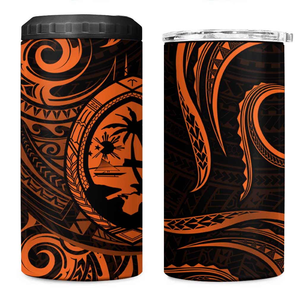 Polynesian Guam Coat of Arms 4 in 1 Can Cooler Tumbler Polynesian Tribal Tattoo Orange Version LT9 One Size: 16 oz Orange - Polynesian Pride