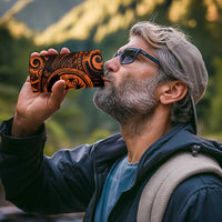 Polynesian Guam Coat of Arms 4 in 1 Can Cooler Tumbler Polynesian Tribal Tattoo Orange Version LT9 - Polynesian Pride
