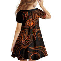 Polynesian Guam Coat of Arms Family Matching Off Shoulder Maxi Dress and Hawaiian Shirt Polynesian Tribal Tattoo Orange Version LT9 - Polynesian Pride