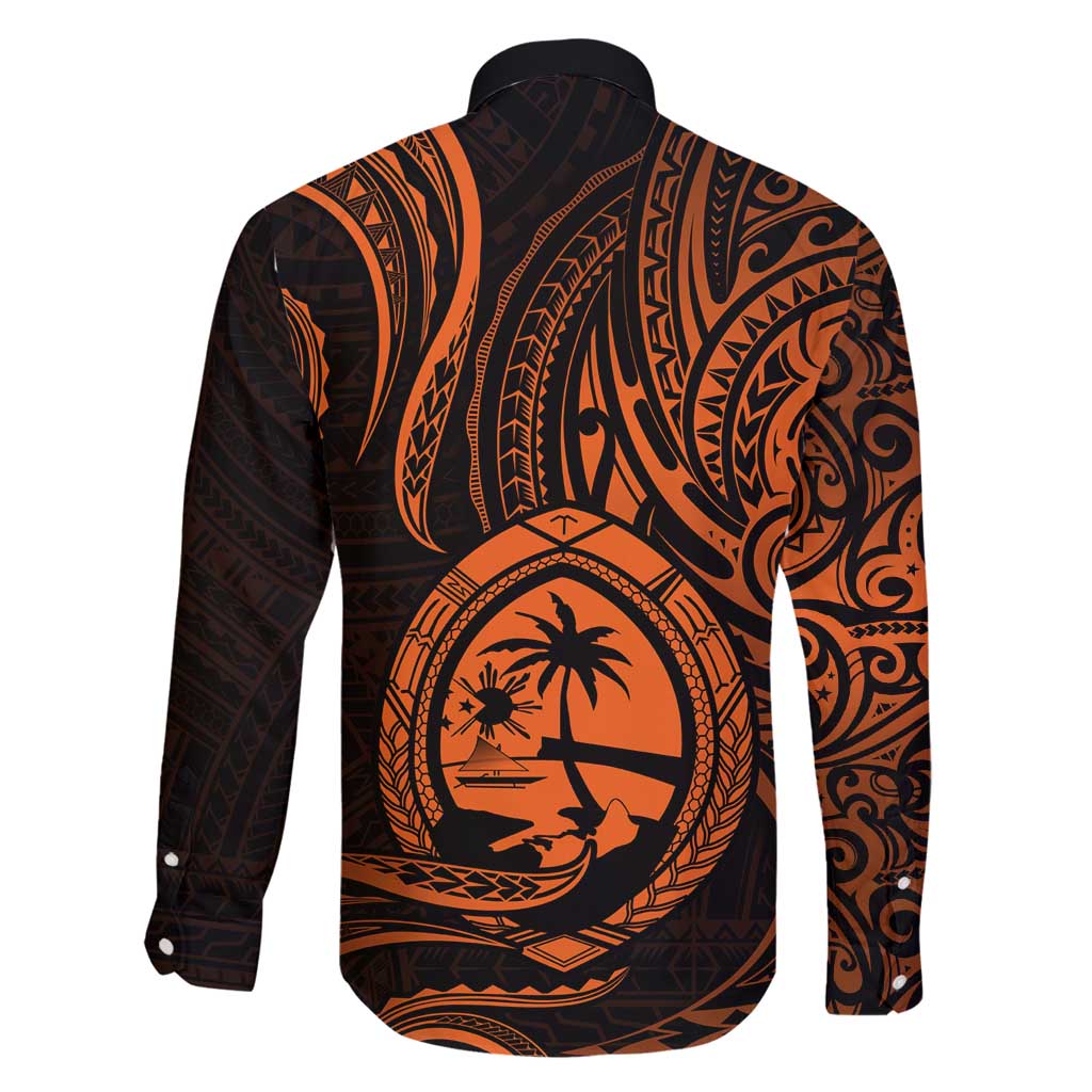 Polynesian Guam Coat of Arms Family Matching Summer Maxi Dress and Hawaiian Shirt Polynesian Tribal Tattoo Orange Version LT9 - Polynesian Pride