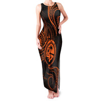 Polynesian Guam Coat of Arms Family Matching Tank Maxi Dress and Hawaiian Shirt Polynesian Tribal Tattoo Orange Version LT9 Mom's Dress Orange - Polynesian Pride