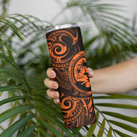 Polynesian Guam Coat of Arms Skinny Tumbler Polynesian Tribal Tattoo Orange Version LT9 - Polynesian Pride