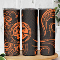Polynesian Guam Coat of Arms Skinny Tumbler Polynesian Tribal Tattoo Orange Version LT9 - Polynesian Pride
