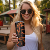 Polynesian Guam Coat of Arms Skinny Tumbler Polynesian Tribal Tattoo Orange Version LT9 - Polynesian Pride