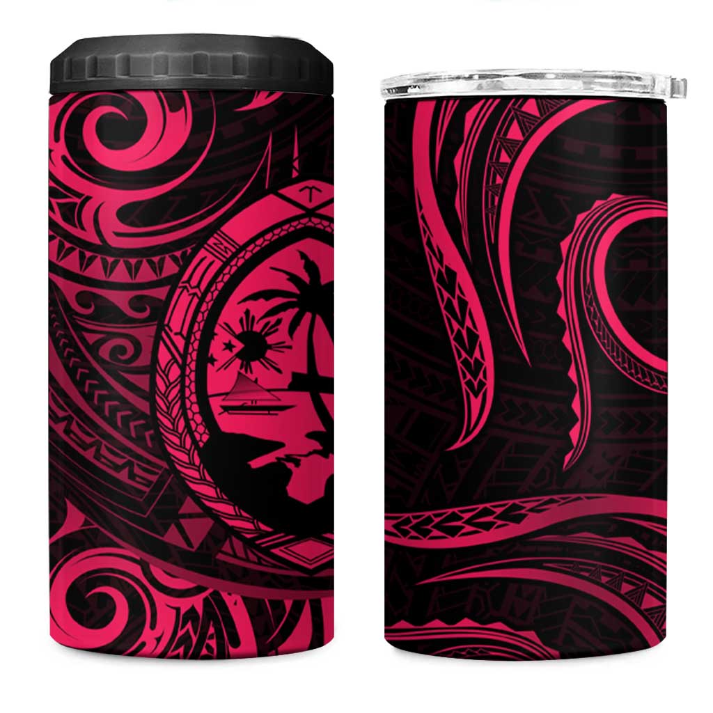 Polynesian Guam Coat of Arms 4 in 1 Can Cooler Tumbler Polynesian Tribal Tattoo Pink Version LT9 One Size: 16 oz Pink - Polynesian Pride
