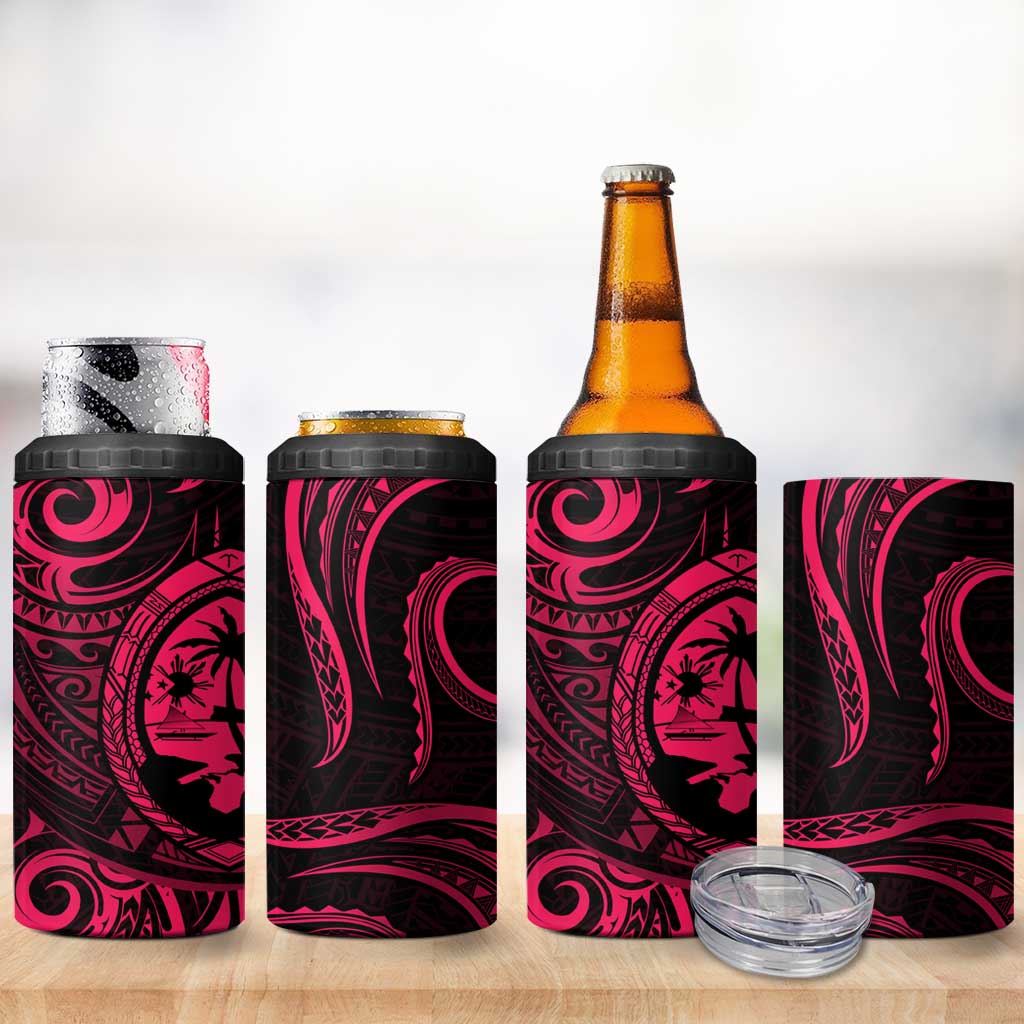 Polynesian Guam Coat of Arms 4 in 1 Can Cooler Tumbler Polynesian Tribal Tattoo Pink Version LT9 - Polynesian Pride